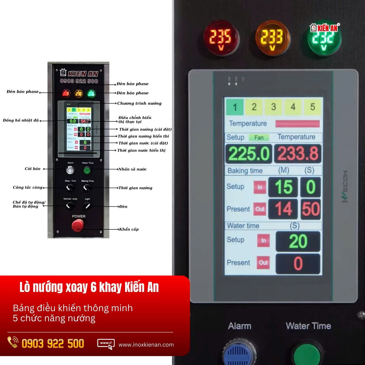 Bảng điều khiển cảm ứng minh 4.0 của lò nướng bánh Kiến An