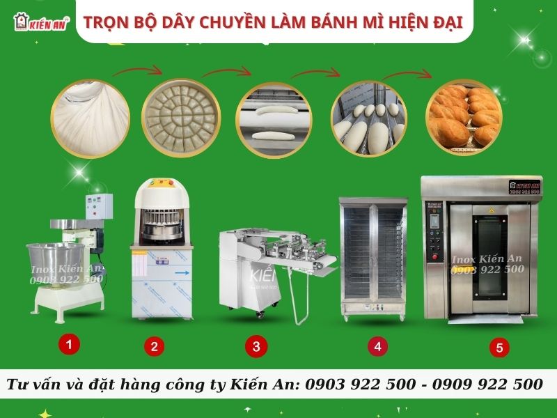 Bộ dây chuyền làm bánh mì gồm những thiết bị nào?