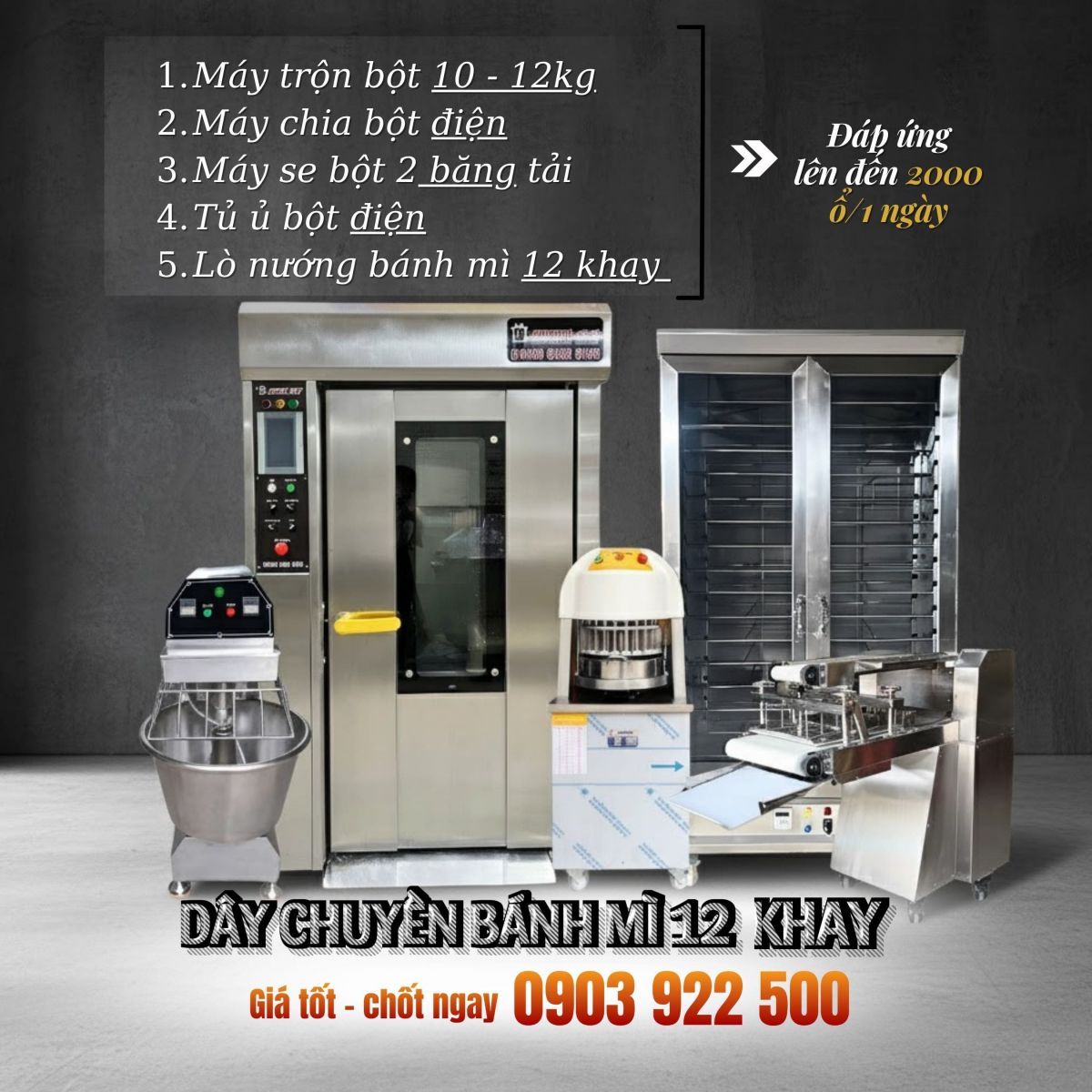 Dây chuyền sản xuất bánh mì 12 khay              