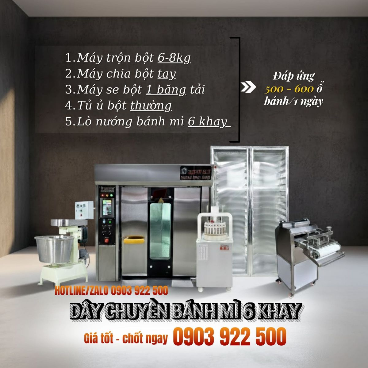 Dây chuyền sản xuất bánh mì 6 khay