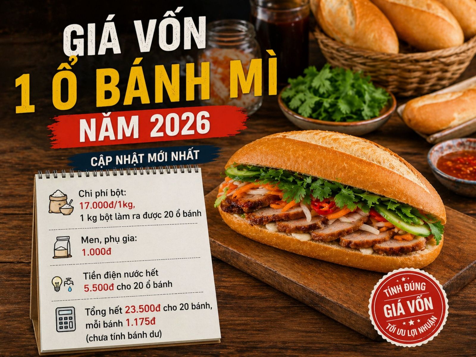 Giá vốn ổ bánh mì năm 2026