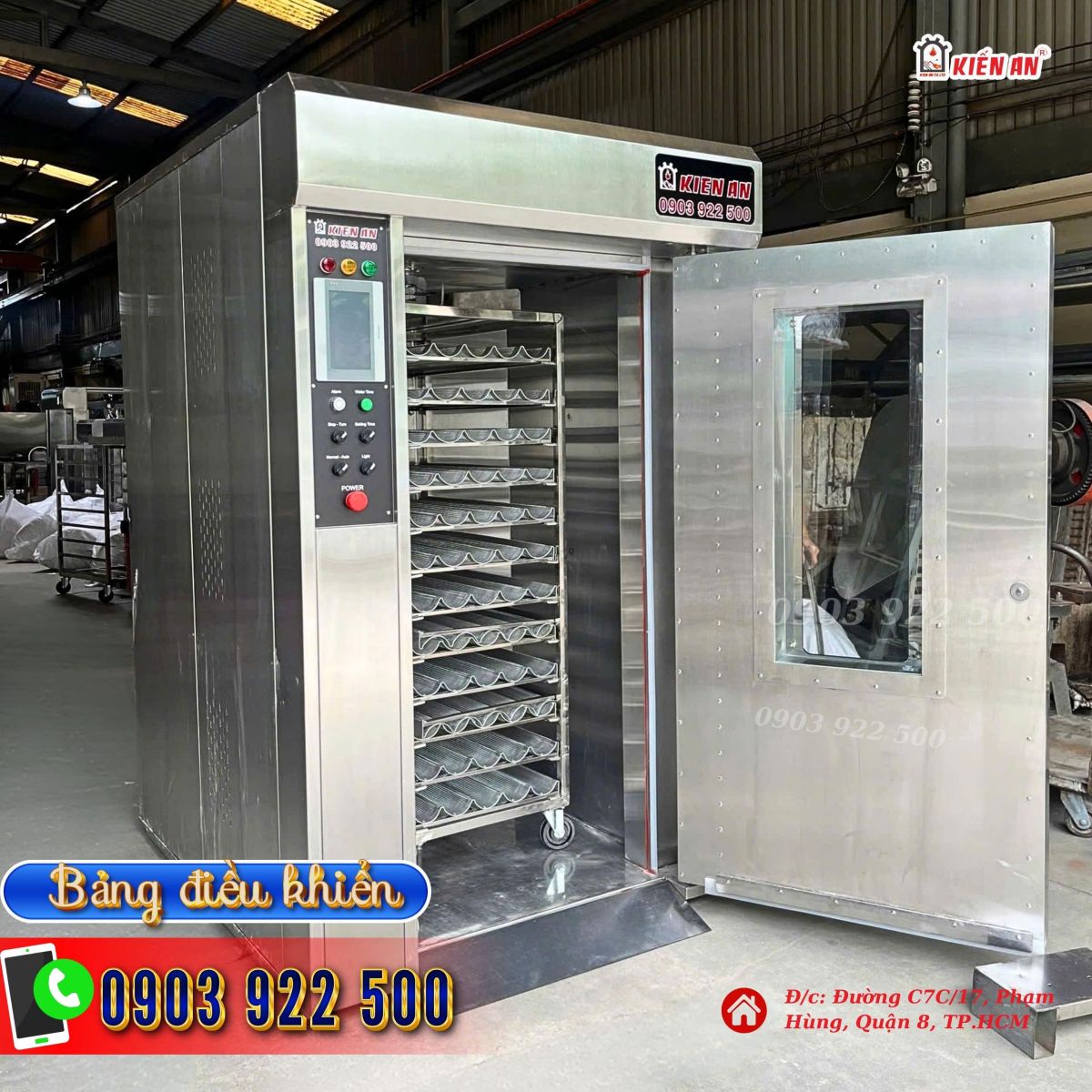 Ảnh thực tế bên trong lò nướng bánh mì điện Việt Nam 12 khay 