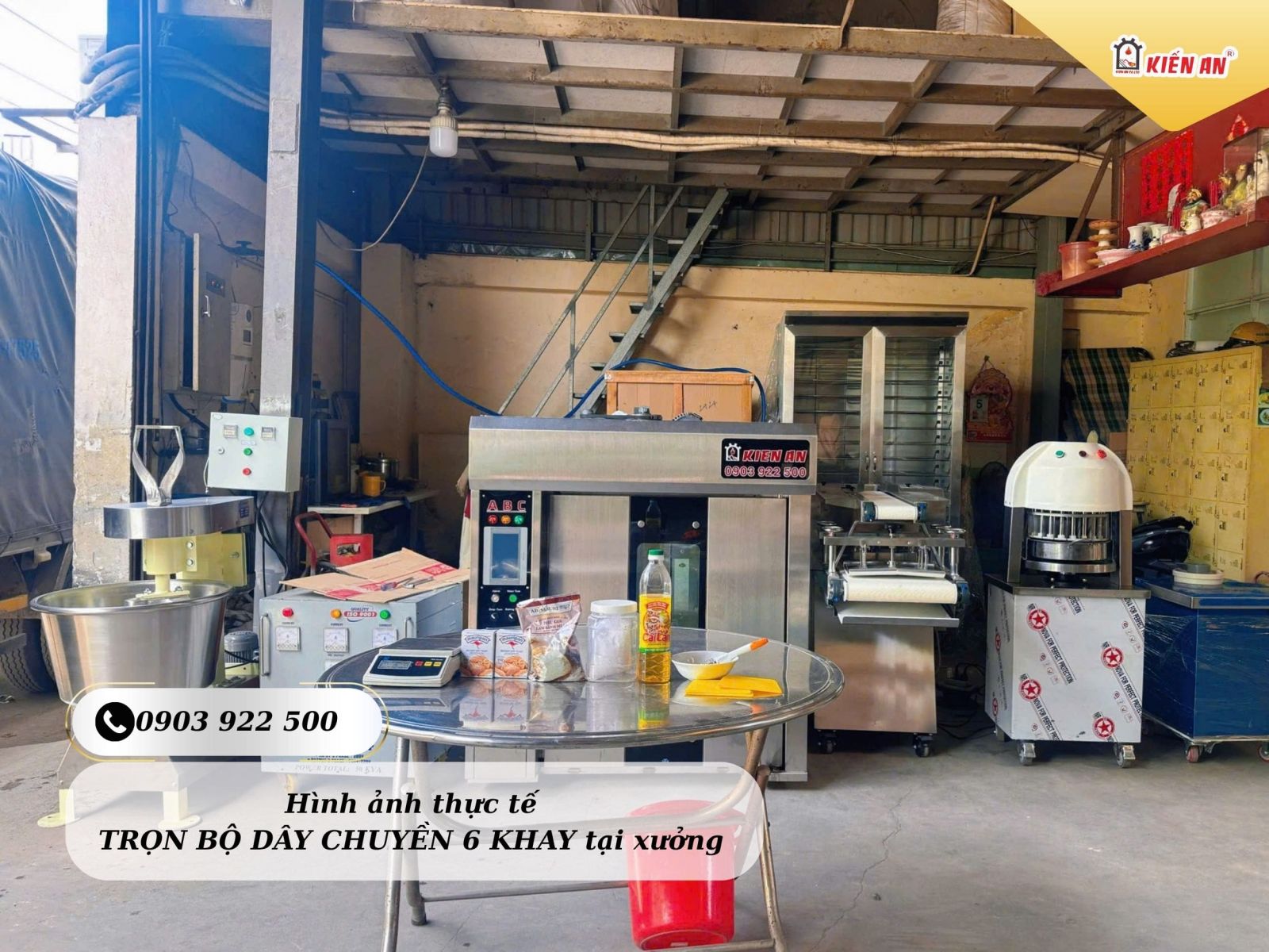 Hình ảnh thực tế của dây chuyền làm bánh mì ổ với 6 thiết bị nhà Kiến An