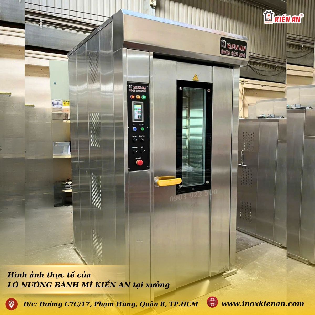 Hình ảnh thực tế của lò nướng bánh mì Kiến An 16 khay tại xưởng
