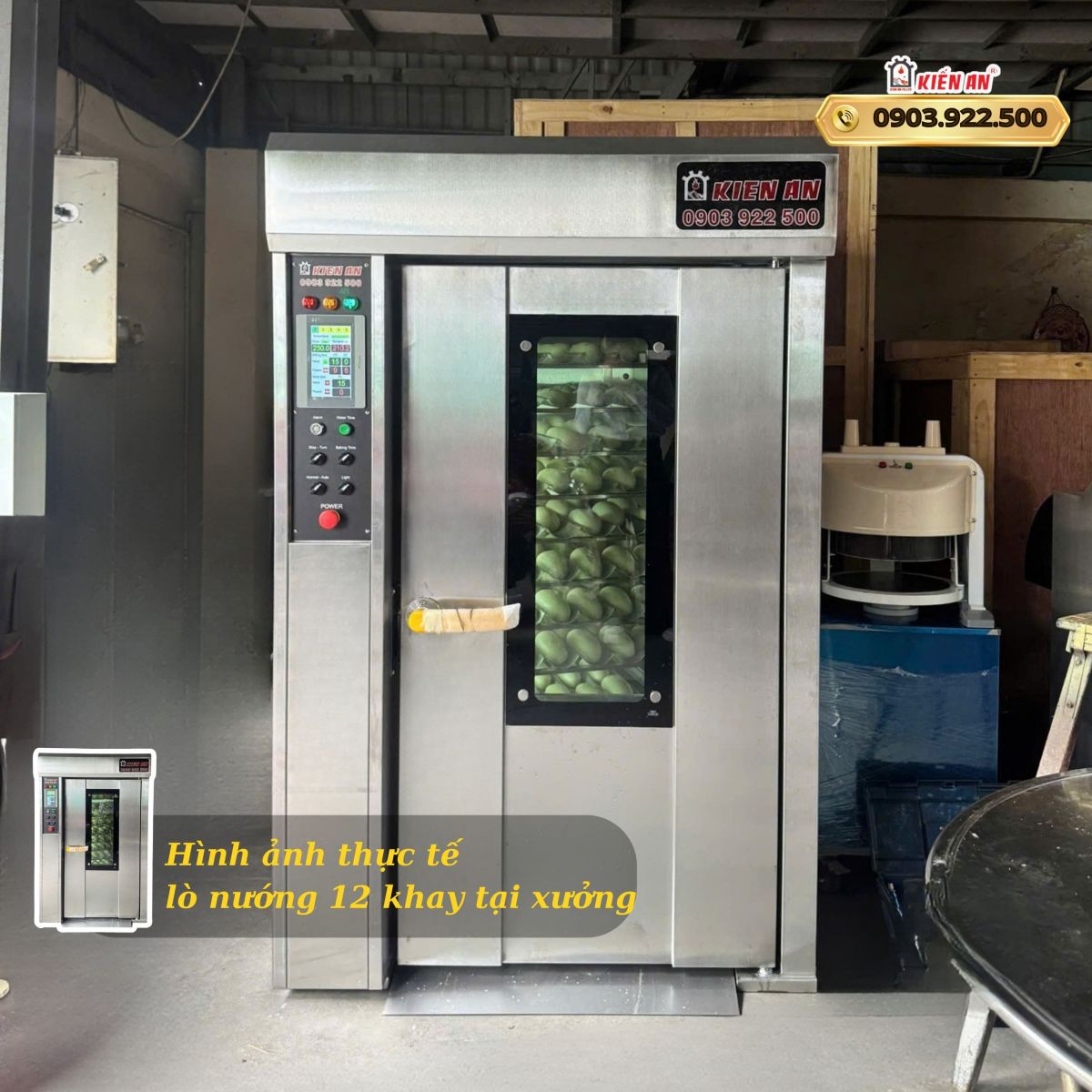 Hình ảnh thực tế của lò nướng bánh mì 12 khay