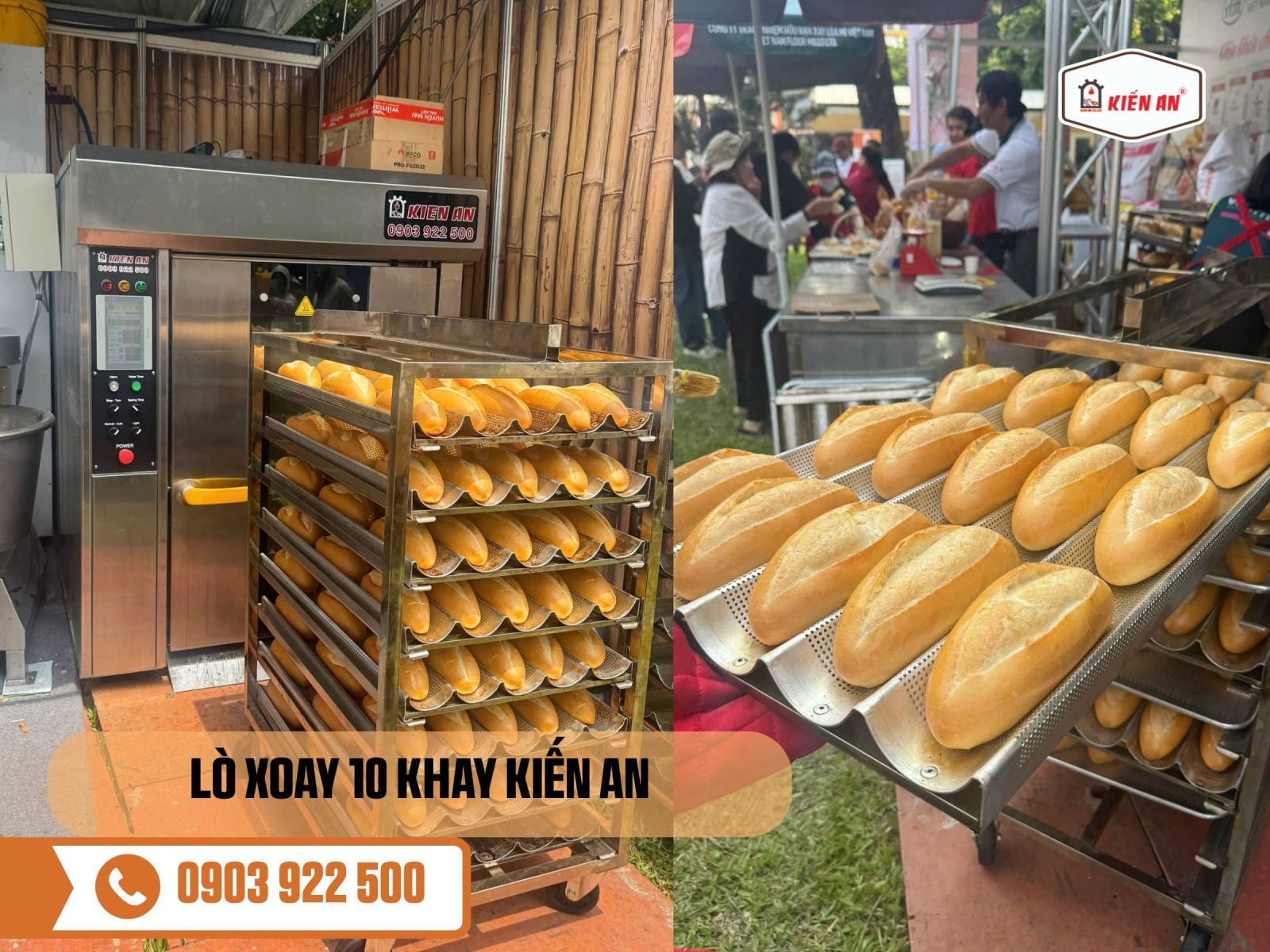 Hình ảnh thực tế của lò nướng bánh mì xoay Kiến An tại xưởng