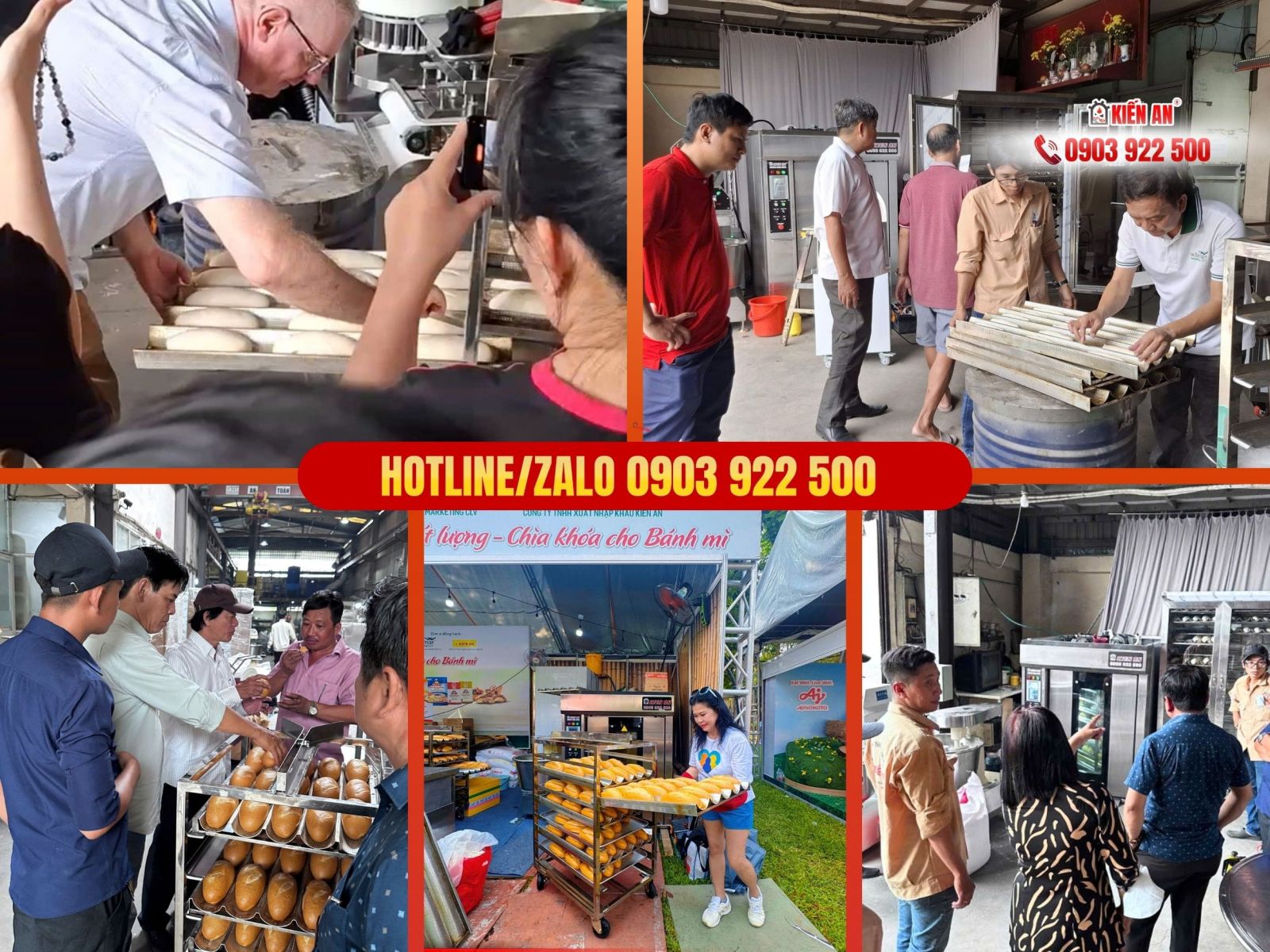 Hình ảnh thực tế khách test trọn bộ dây chuyền làm bánh mì khởi nghiệp tại xưởng Kiến An