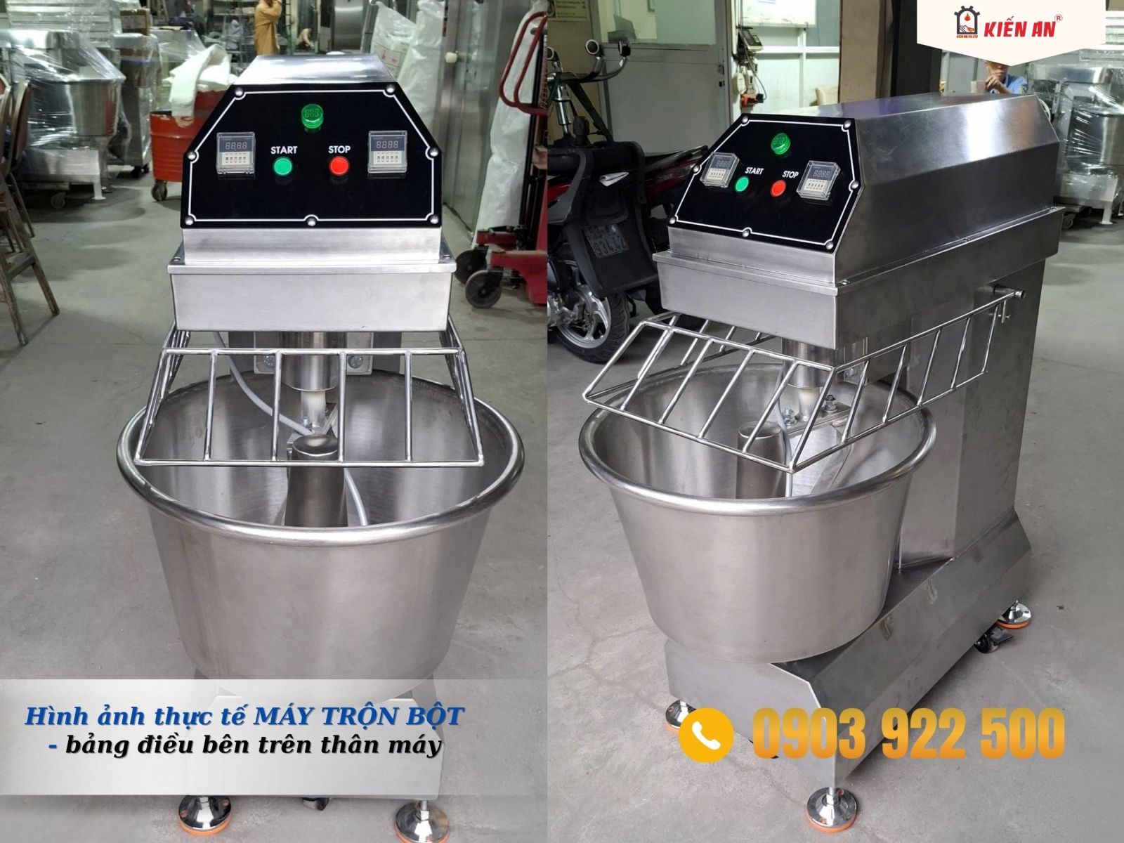 Hình ảnh thực tế máy chia bột Kiến An - bảng điều khiển bên trên máy