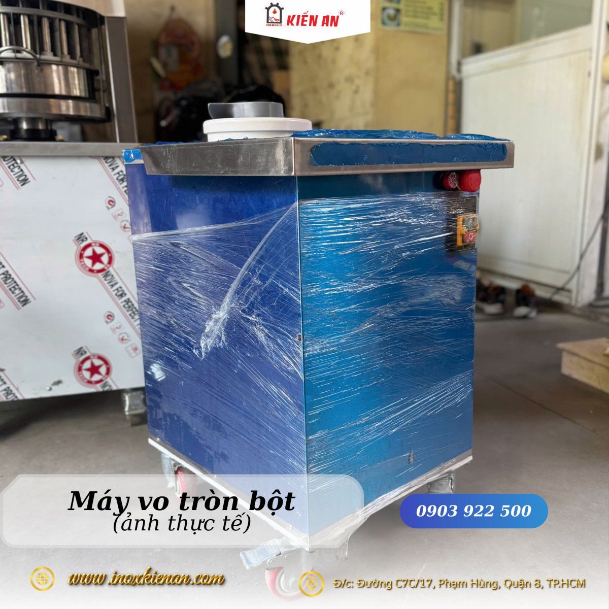 Hình ảnh thực tế của máy vo tròn bột tại xưởng Kiến An