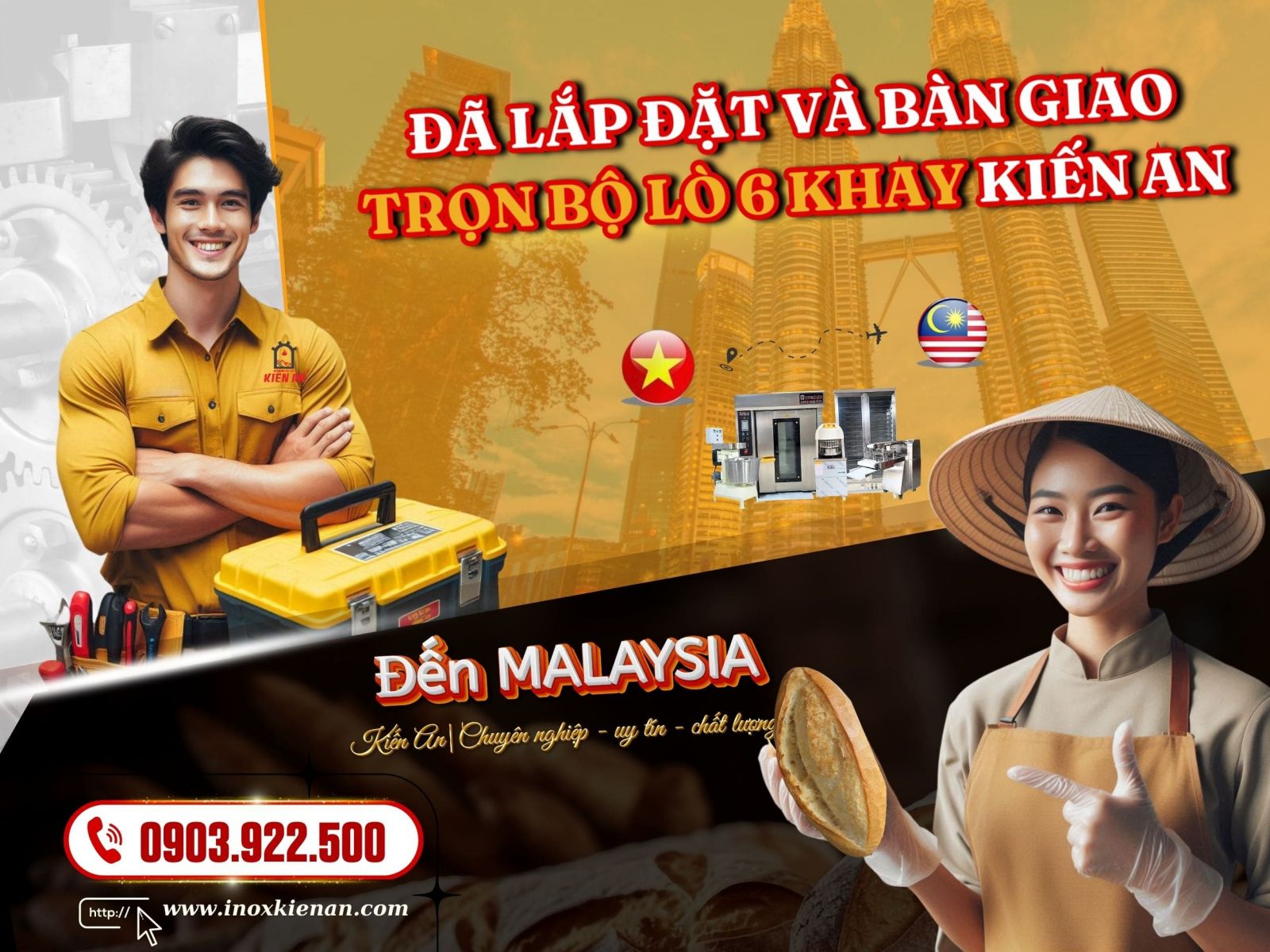 Lắp đặt và bàn giao trọn bộ lò bánh mì cho khách hàng Malaysia