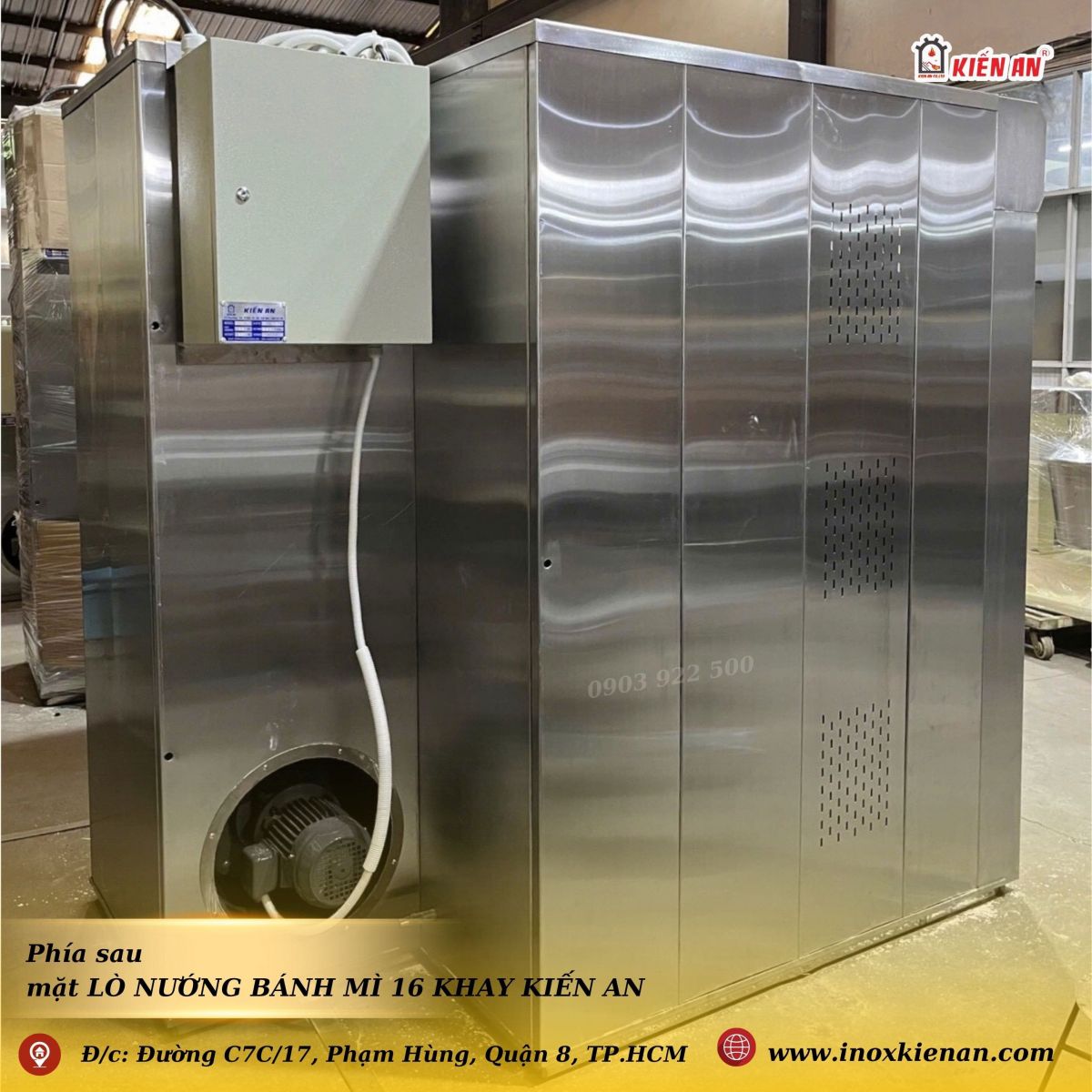 Mặt sau của lò nướng bánh mì Kiến An 16 khay