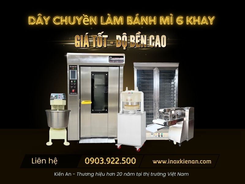 Trọn bộ dây chuyền làm bánh mì xoay 6 khay
