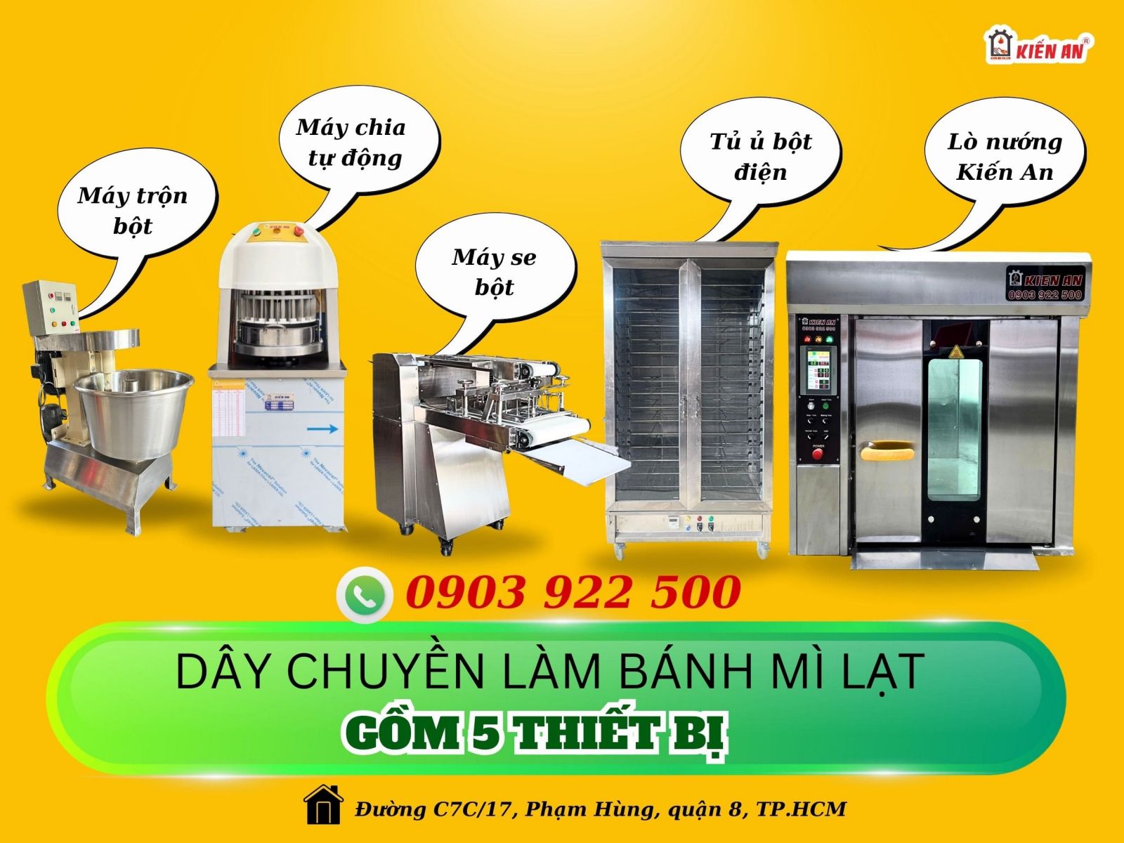 Trọn bộ dây chuyền làm bánh mì với 5 thiết bị