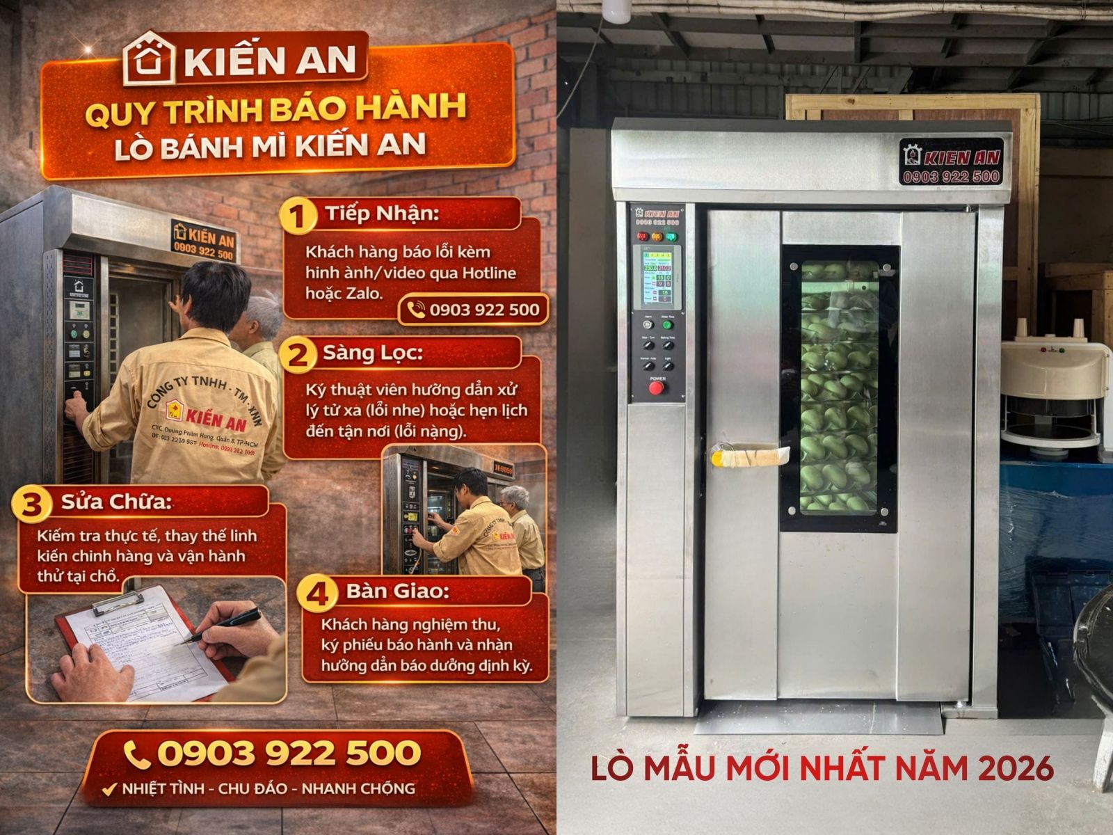 Các bước bảo hành lò  bánh mì Kiến An