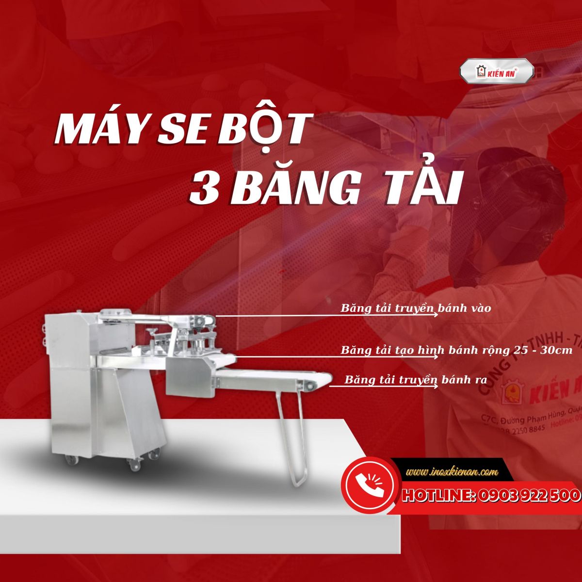 Công dụng về 3 băng tải của máy se bột