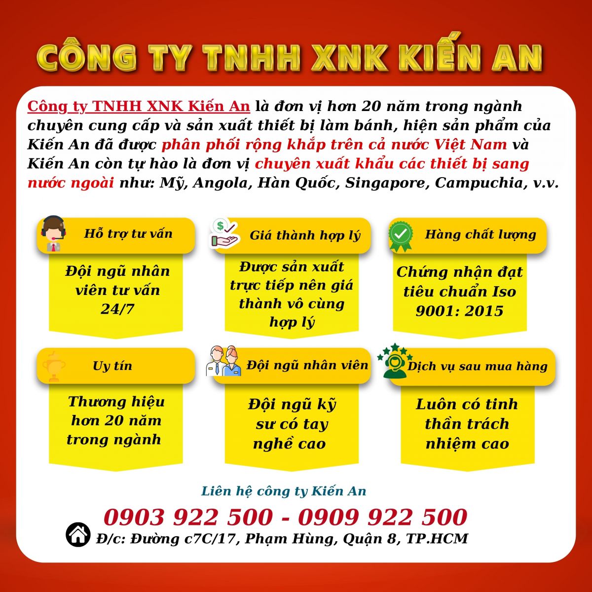 Chính sách của công ty TNHH XNK Kiến An