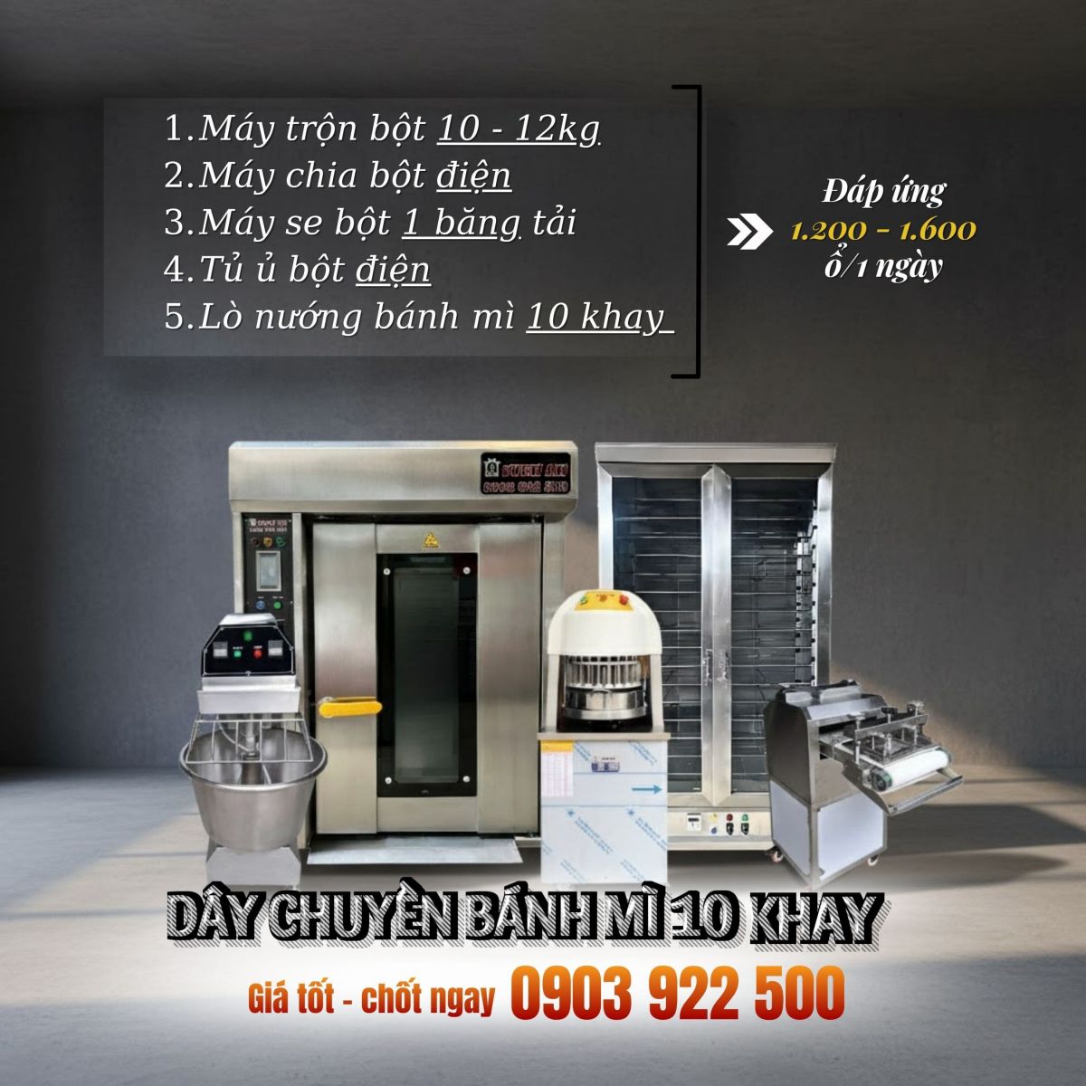 Dây chuyền sản xuất bánh mì 10 khay     