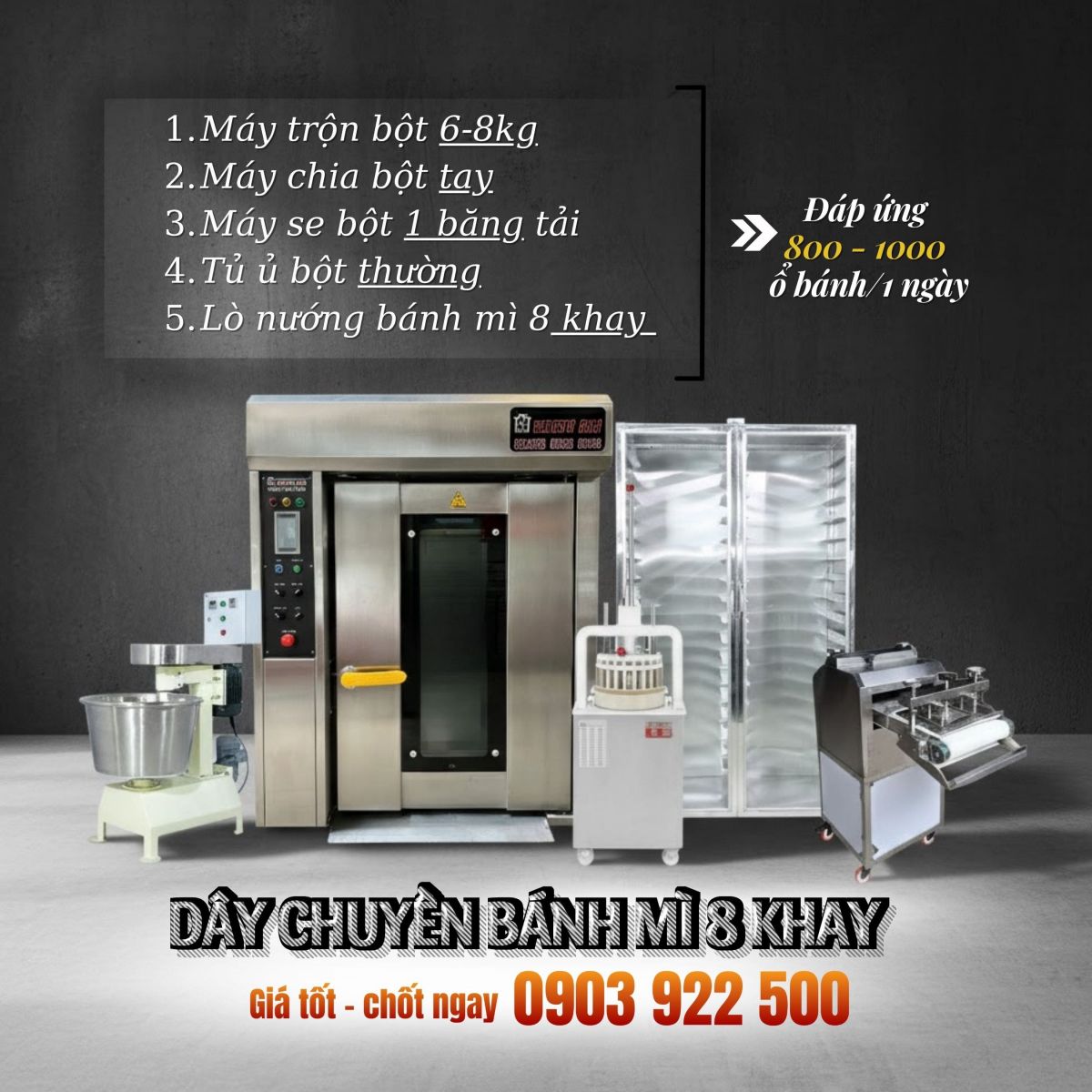 Dây chuyền sản xuất bánh mì 8 khay