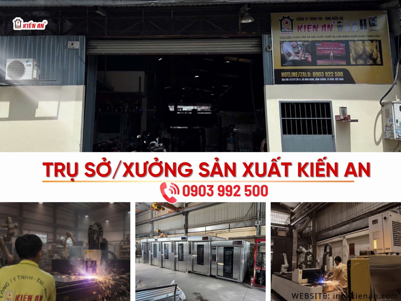 Địa chỉ trụ sở, xưởng sản xuất lò nướng bánh mì Kiến An