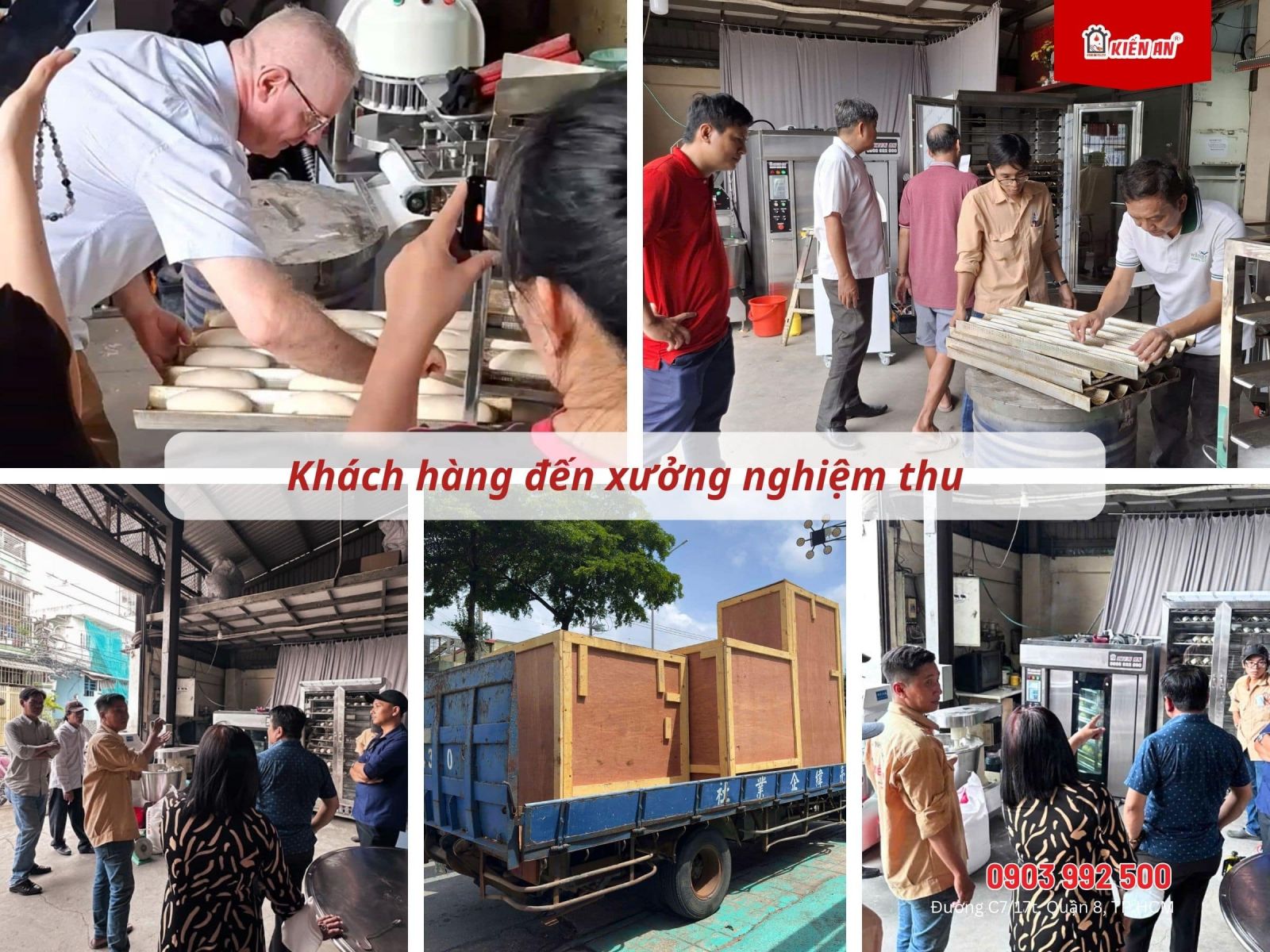 Khách hàng đến nghiệm thu và học làm bánh 1:1 tại xưởng Kiến An
