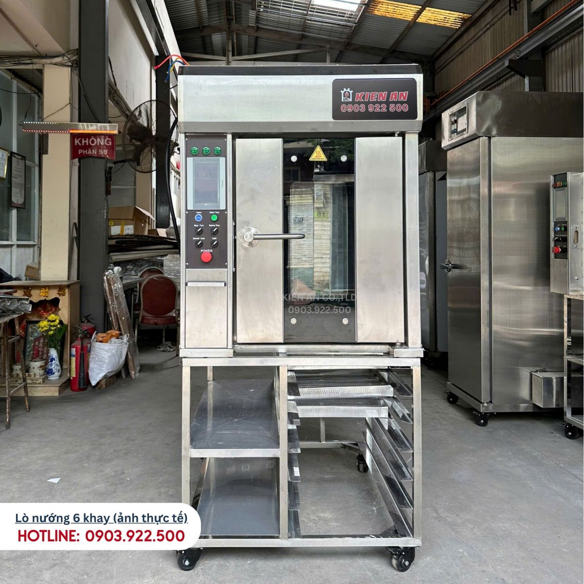Hình ảnh thực tế của lò nướng bánh mì 6 khay tại xưởng
