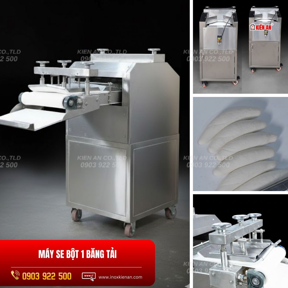 Dưới đây là hình ảnh thực tế của máy se bánh mì 1 băng tải