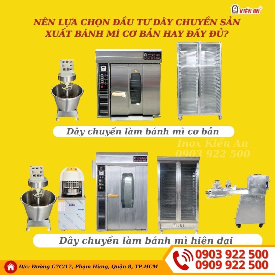 Nên lựa chọn đầu tư dây chuyền sản xuất bánh mì cơ bản hay đầy đủ?