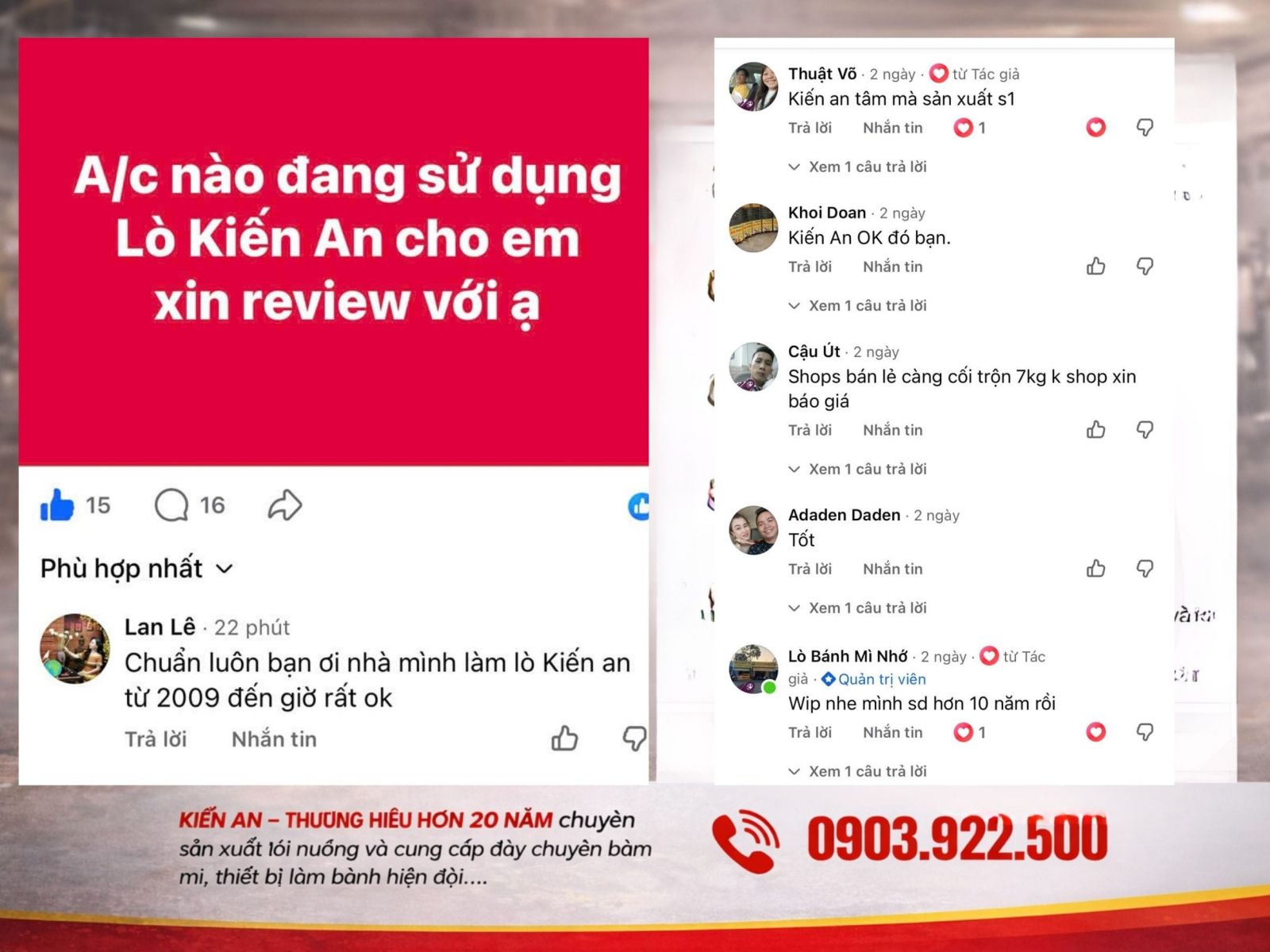 Đánh giá từ khách hàng về Lò nướng Kiến An