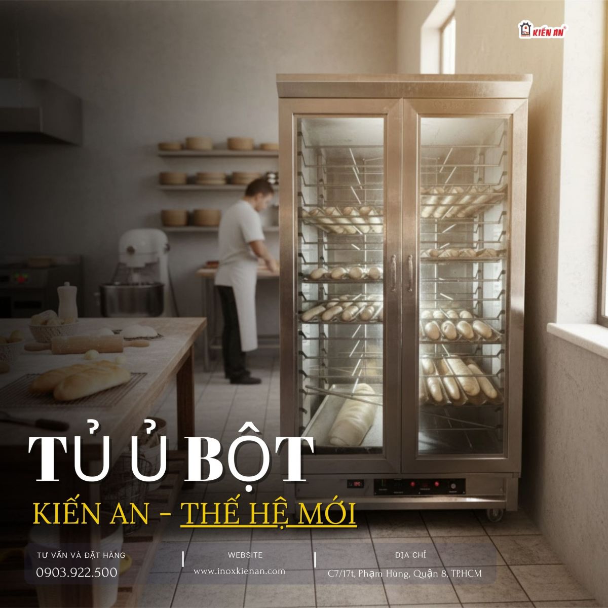 Tủ ủ bánh Kiến An mẫu mới 2025