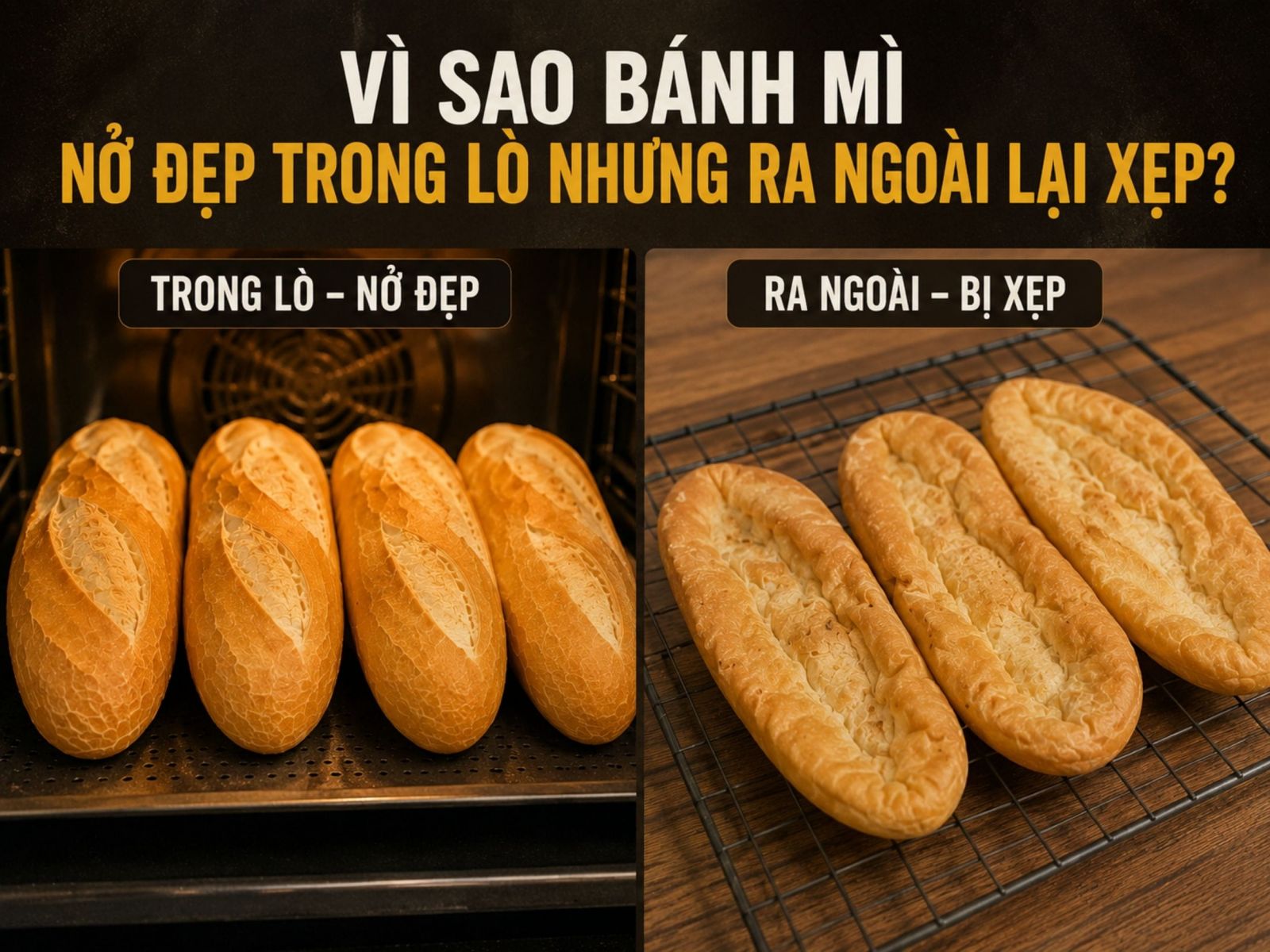 Vì sao bánh mì nở đẹp trong lò nhưng ra ngoài lại xẹp